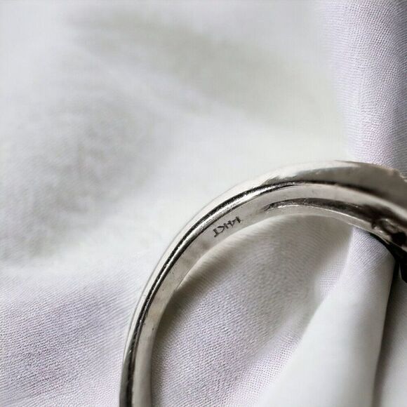 14k White Gold Natural Pink & Orange Sapphire Diamond Ring -Size 5 -3g - Picture 11 of 16